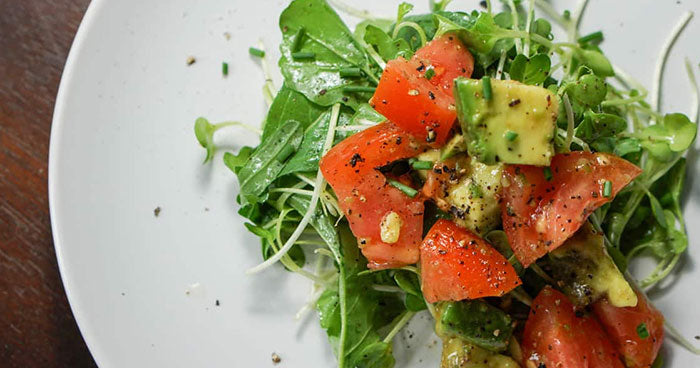 Arugula Micro Green Salad with Tomatoes and Avocado